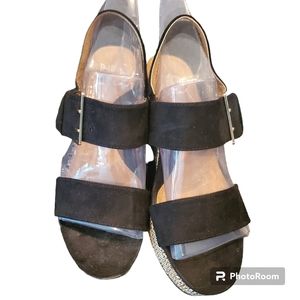New directions black 3 inch wedge sandal